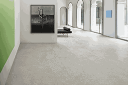 Art gallery with specialized porcelain tile floor for commercial area